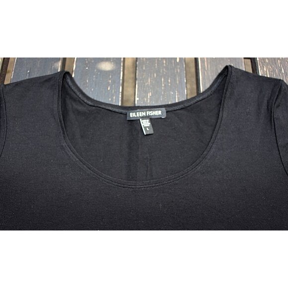 Eileen Fisher - the OG - Scoop Neck Tunic in Viscose Jersey, Black, Large - Picture 3 of 8